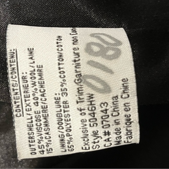 Classic Black Women's Wool Blend Trench Coat - Picture 5 of 5